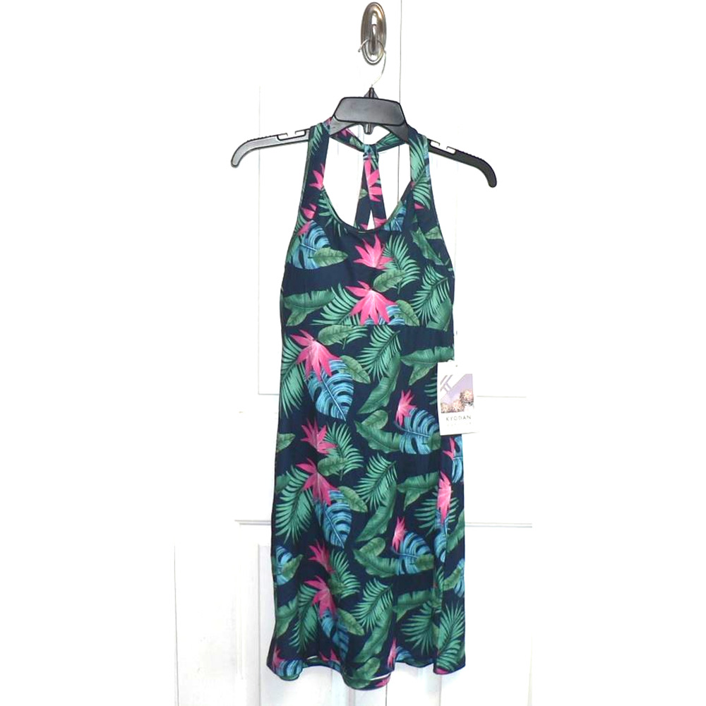 Kyodan Outdoor Halter Neck Strappy Back Athletic Dress Tropical Vintage‎ PS $58